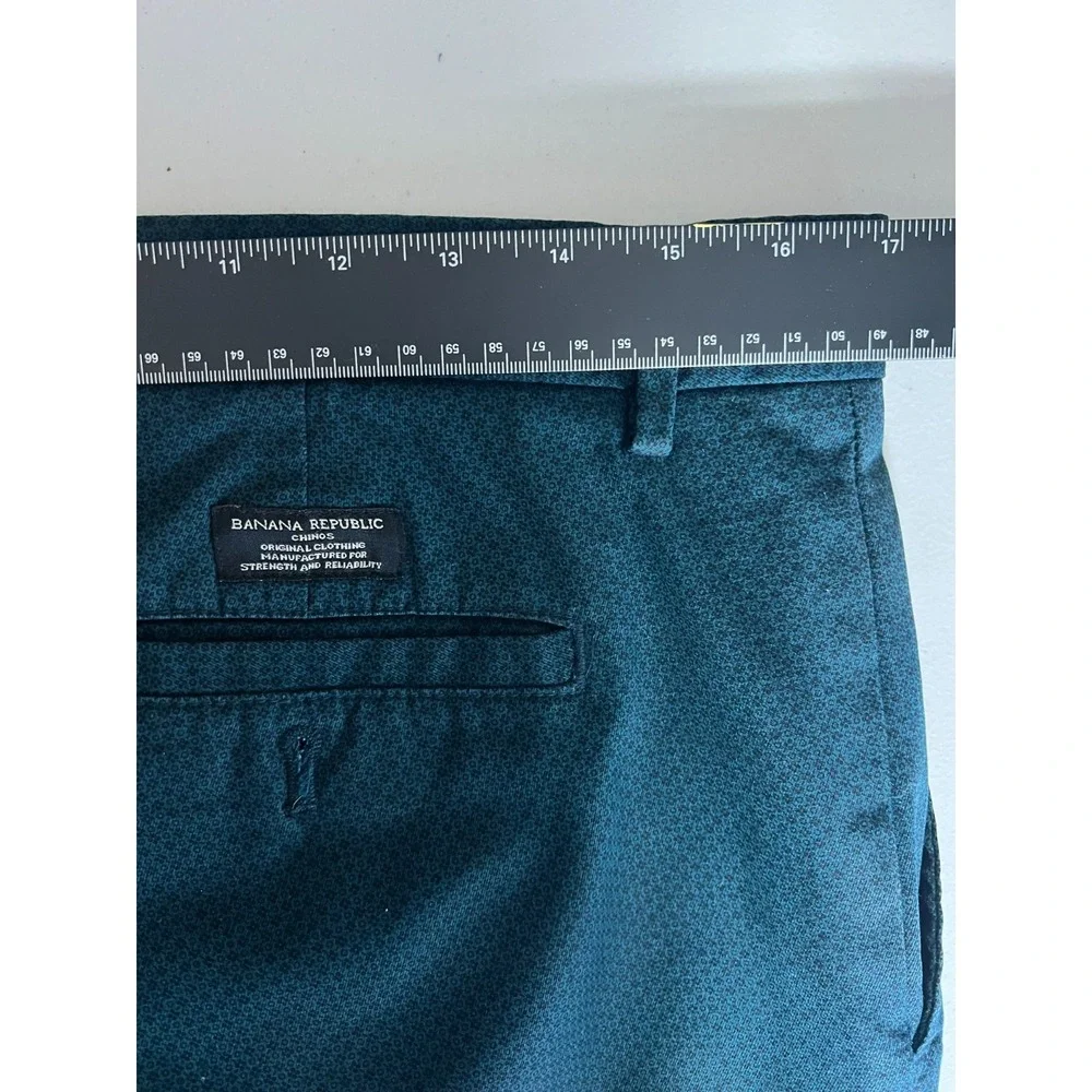 Banana Republic Mens 32x30 (34x28.5) Aiden Chino Pants Teal Blue Micro Print Dot